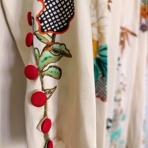 Zara Cream Floral Tunic with Red Accents